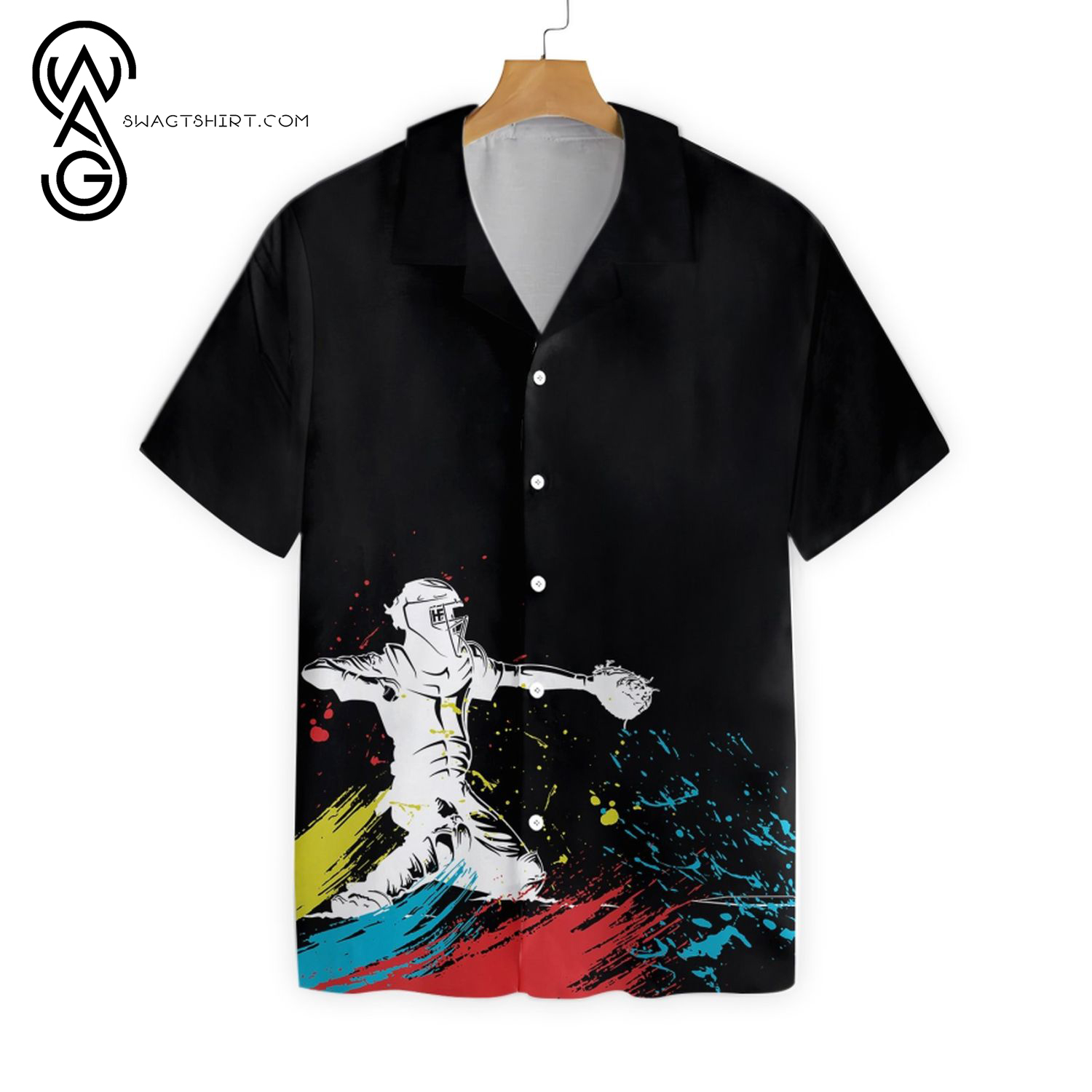 [Top Trending] Catcher Silhouette Baseball Hawaiian Shirt